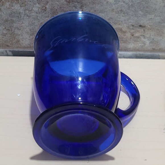 Vintage Starbucks Cobalt Blue Glass Pedestal Mug - Picture 3 of 10